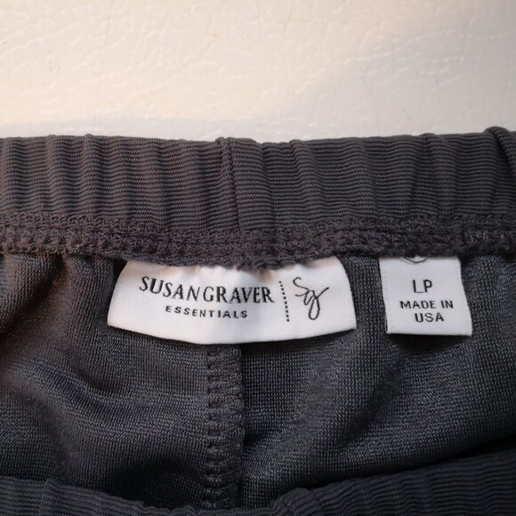 Susan Graver Essentials Ladies Loose Fit Dark Grey Elastic Waist Pants - Picture 2 of 6